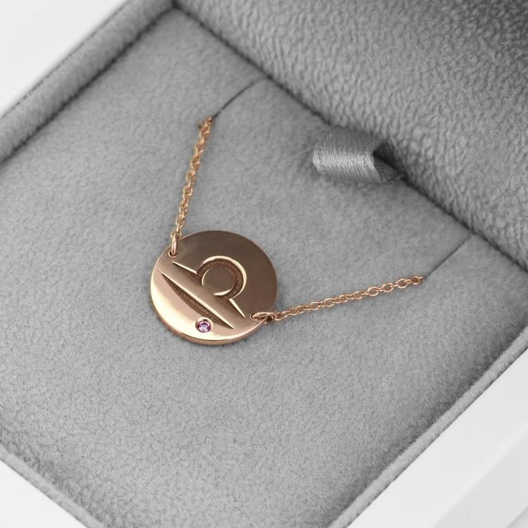 Rosegold Waage Sternzeichen und Turmalin in Eppi-Geschenkbox 47606