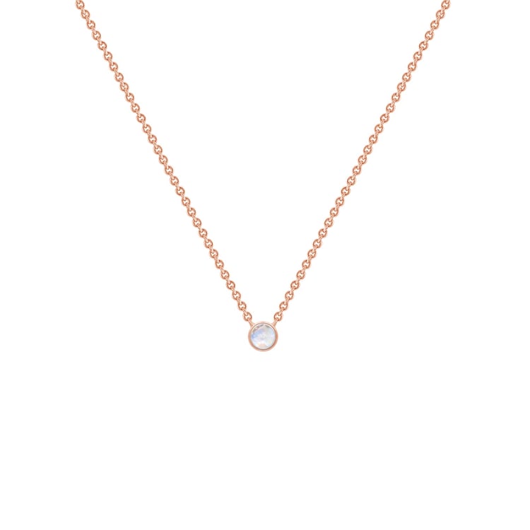 Silberne minimalistische Kette mit einem Mondstein Glosie 103707