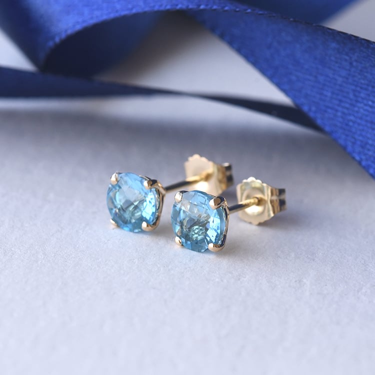 Goldene Ohrstecker mit runden Topasen Hulda 90536