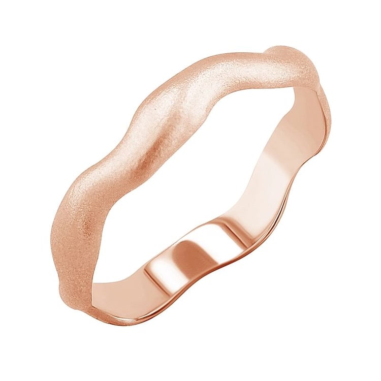 Wellenförmige Eheringe aus mattiertem Gold Keller 128147