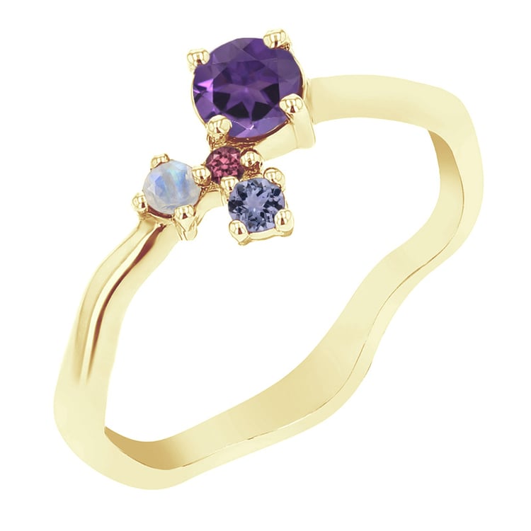 Lila Cluster Ring mit Amethyst und Edelsteinen Roche 124627