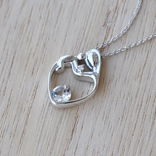 Platin-Anhänger Mutter und Kind mit GIA-zertifiziertem Diamant Ella