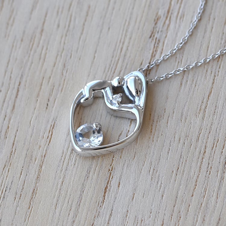 Platin-Anhänger Mutter und Kind mit GIA-zertifiziertem Diamant Ella 68957