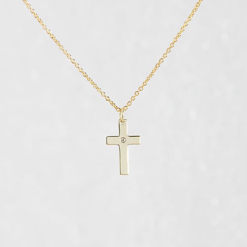 Goldenes Kreuz für Kinder mit Diamanten Elame