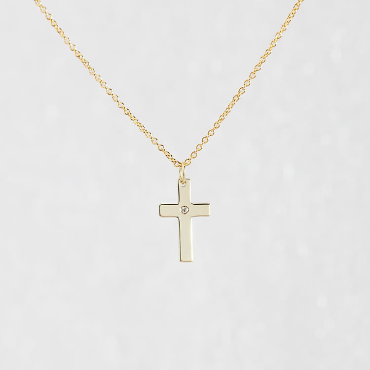 Goldenes Kreuz für Kinder mit Diamanten Elame 147568