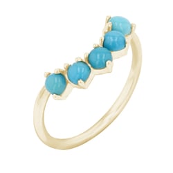 Goldener Ring in V-Form mit Türkisen Casey