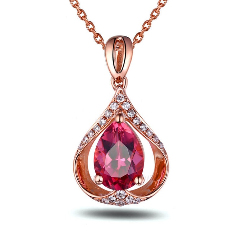 Halskette in Gold mit Turmalin und Diamanten