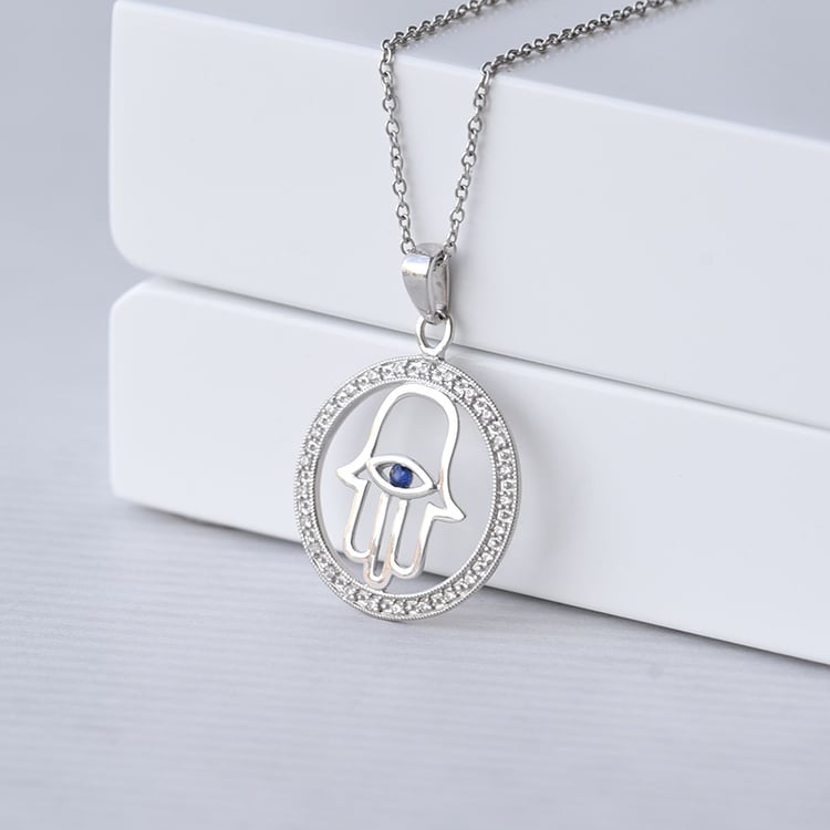 Anhänger in Form einer Hand mit Saphir Hamsa 68983