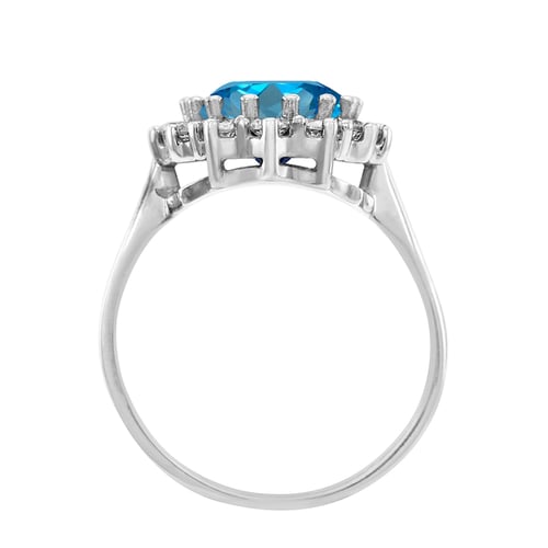 Ring mit blauem Topas und Diamanten Chrys