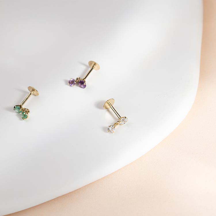 Goldener Piercingstecker mit Zirkonia Dyre 149069