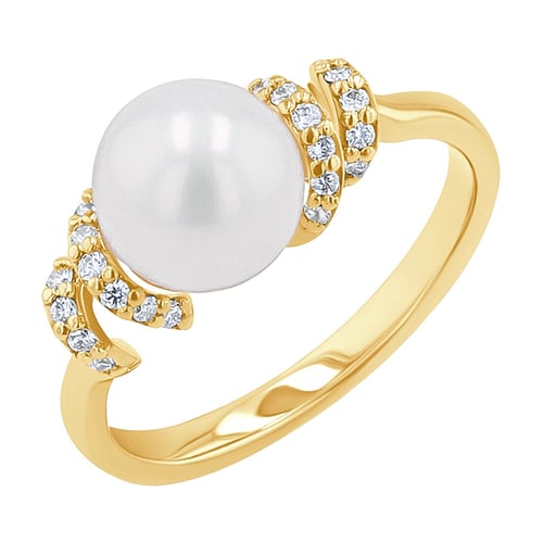 Goldring mit Perle und Diamanten Geeta