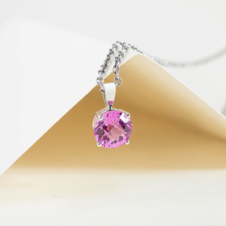 Rosa Saphir in Goldanhänger Icy 150088