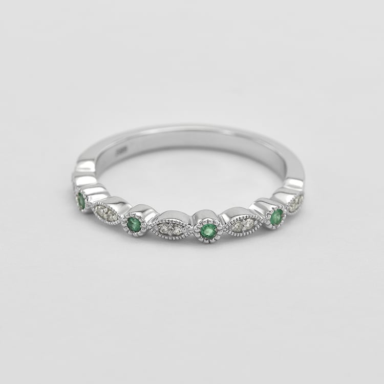 Eternity Weißgold Ring mit Diamanten und Smaragden 58608