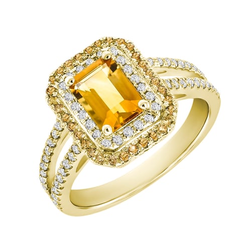 Wunderschöner Goldring mit Citrin voll von Diamanten Dixie