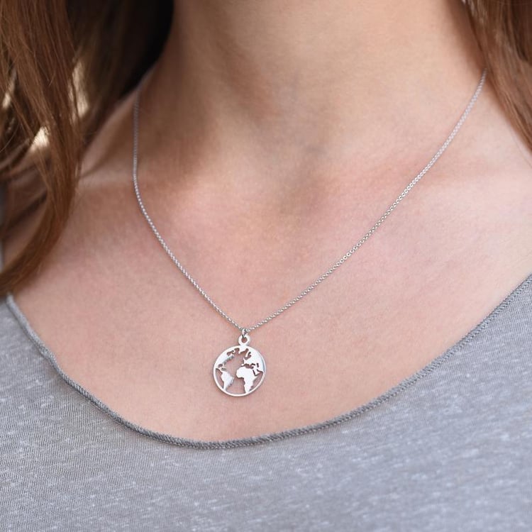 Anhänger aus Platin mit Weltkarte World 71743