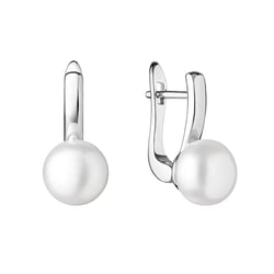 Silberne Hängeohrringe mit weißen Perlen Imala