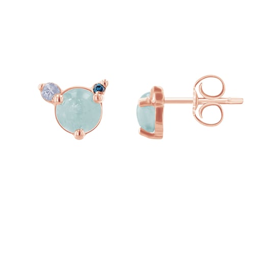 Ohrstecker mit Aquamarin, Mondstein und blauem Diamanten Turgay