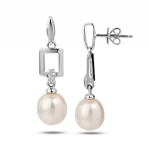 Perlenohrringe mit Diamanten Faatina