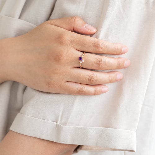 Silberner Cluster Ring mit Amethyst und Edelsteinen Roche