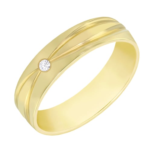 Eleganter goldener Ehering mit Diamant Carlo