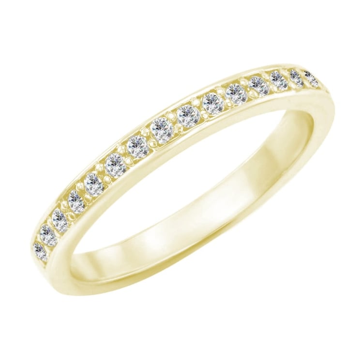 Eheringe aus Eternity-Ring mit Lab Grown Diamanten und einem breiten halbrunden Ring Zyte 102011
