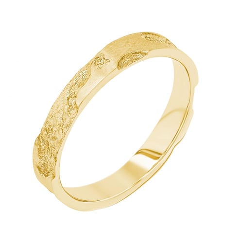Goldene Eheringe mit von Hand gravierter Oberfläche Cley