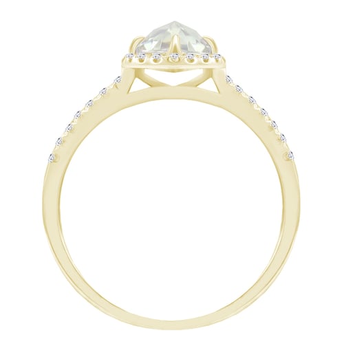 Goldener Verlobungsring mit Moissanit und lab-grown Diamanten Ladfer