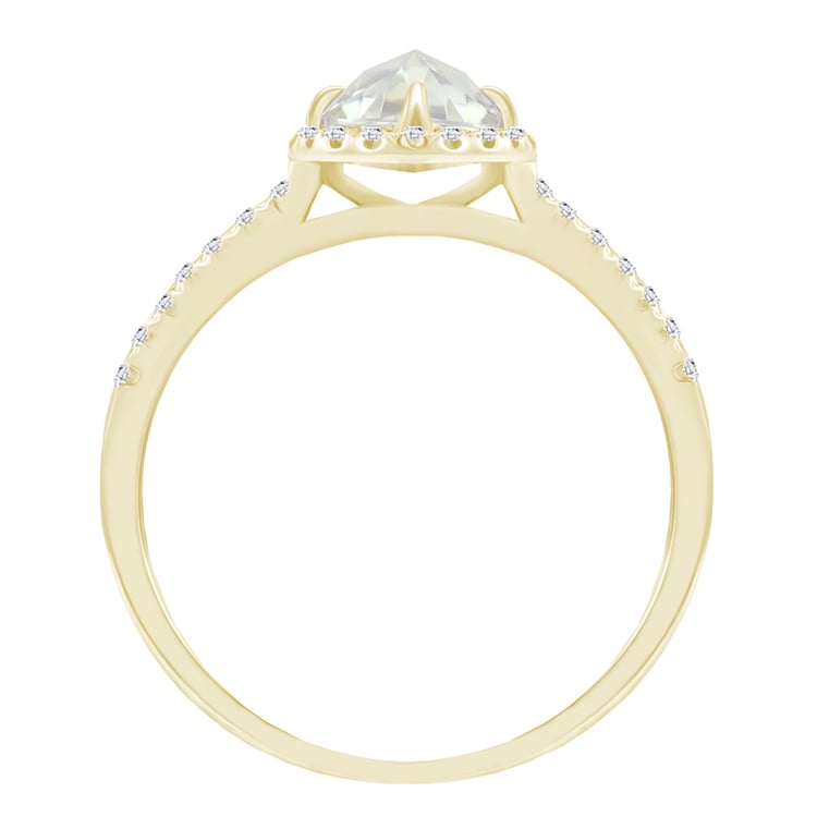 Goldener Verlobungsring mit Moissanit und lab-grown Diamanten Ladfer 40539