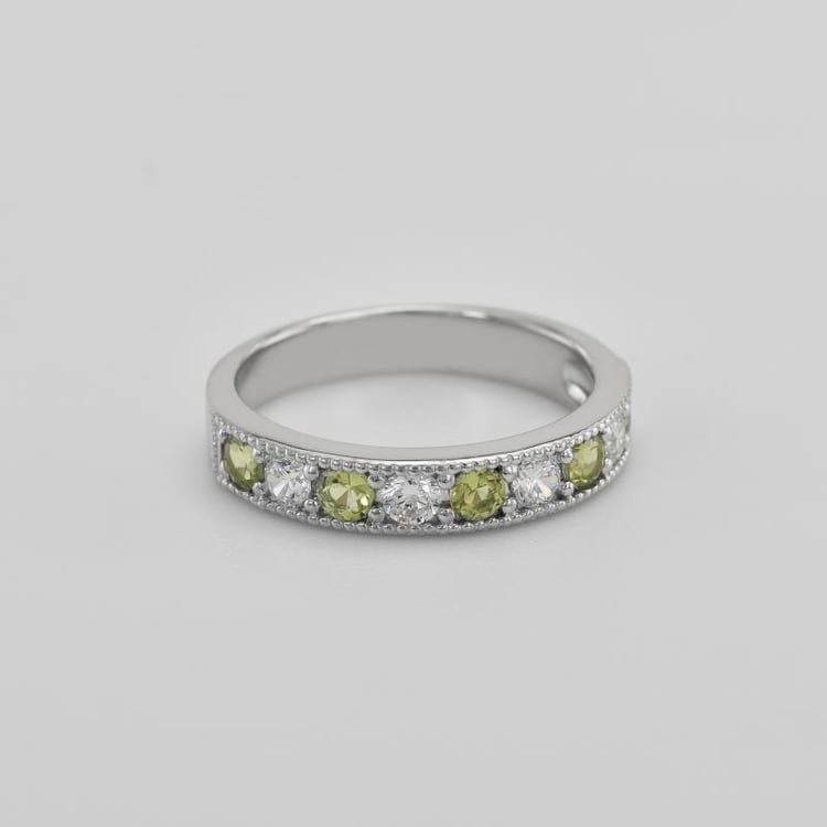 Silberner Eternity-Ring mit Olivinen und Zirkonia Ednah 37637