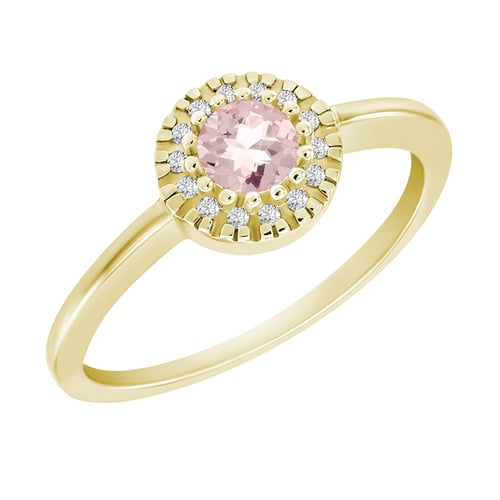 Goldener Verlobungsring mit Morganit und Diamanten Tafne