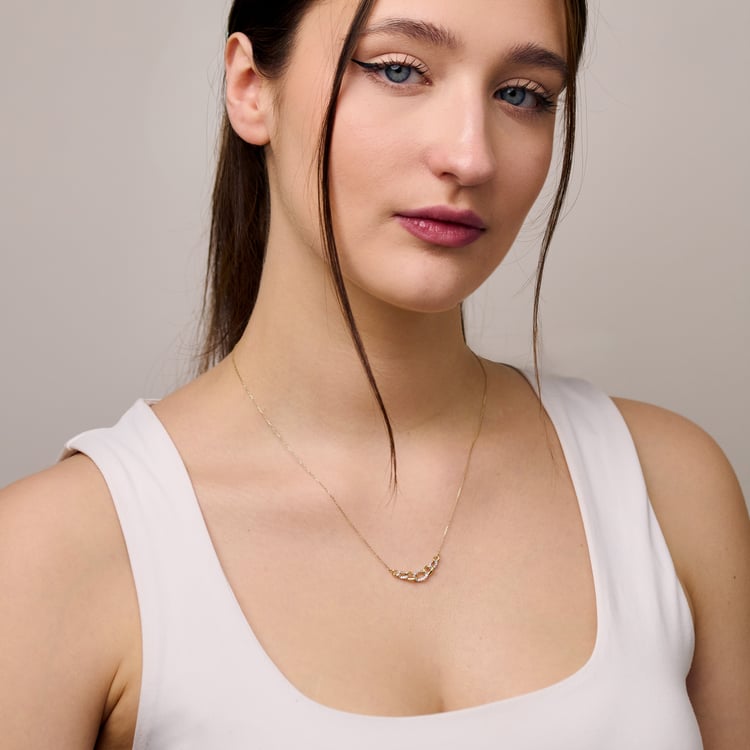 Goldene geflochtene Halskette mit Lab Grown Diamanten Purnima 165438