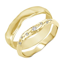Unregelmäßige Eheringe aus Gold mit Diamanten Parnell