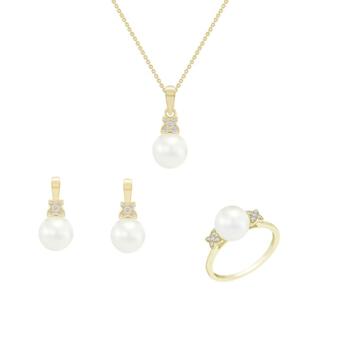 Schmuckset mit Perlen aus Gold Saffie