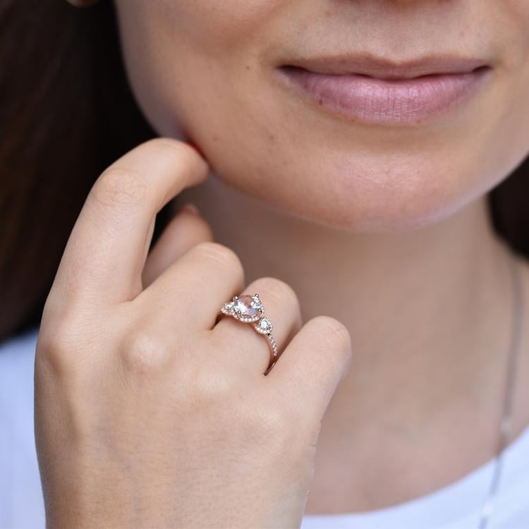 Verlobungsring aus Gold mit Morganit und Diamanten Wirk 48286