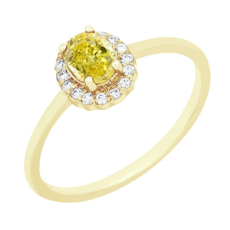 Verlobungsring mit einem zertifizierten fancy yellow Lab Grown Diamanten Avis 114890