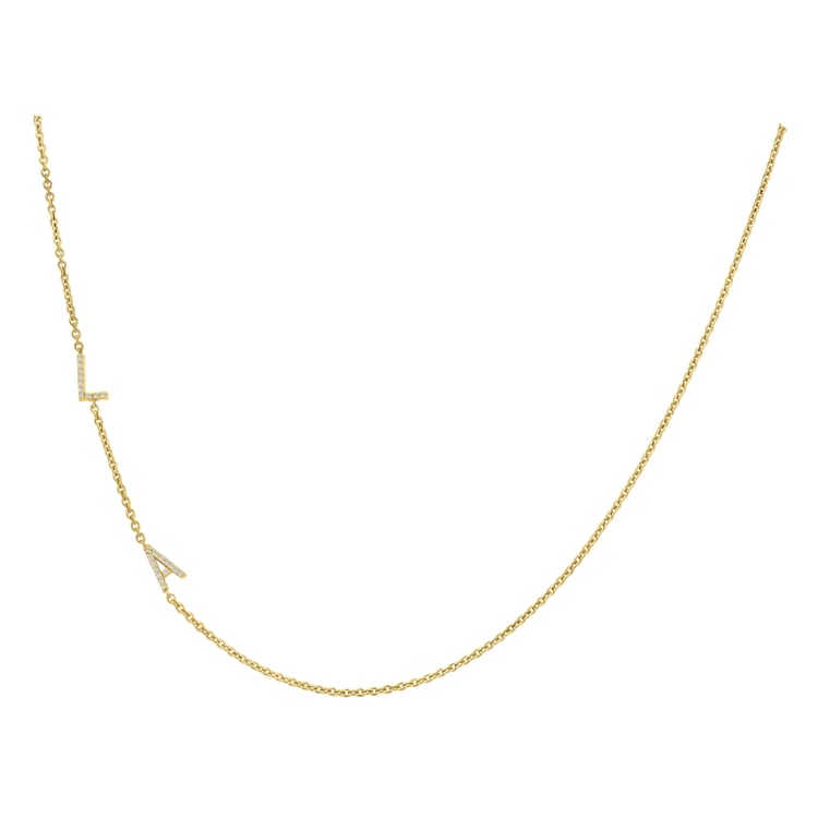 Kette mit zwei Buchstaben und Lab Grown Diamanten Lupe