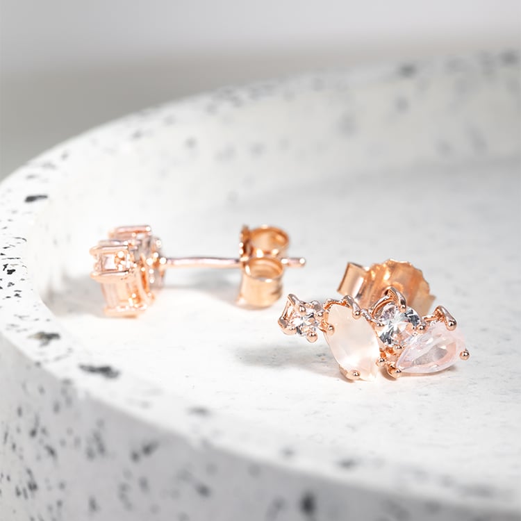 Ohrringe in Silber mit Topas, Rosenquarz und Mondstein Nacho 123804