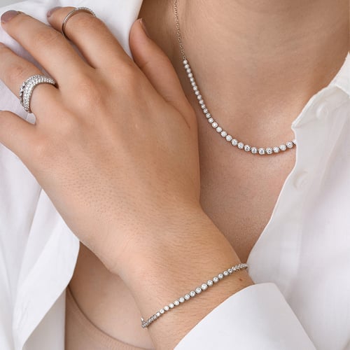 Luxuriöse Silberkette mit Diamanten Sofi