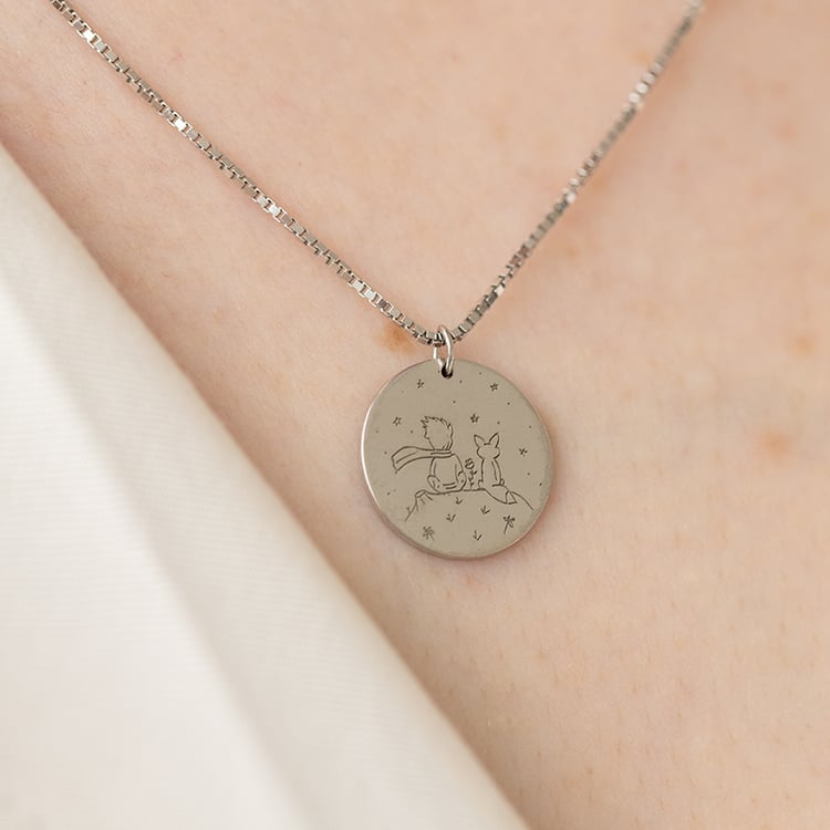 Anhänger Der Kleine Prinz mit Fuchs und Gravur aus Gold 119807