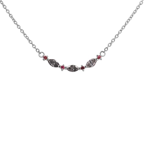 Halskette mit Salt and Pepper Diamanten in Marquise Form und Turmalinen Milli