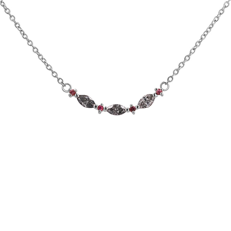 Halskette mit Salt and Pepper Diamanten in Marquise Form und Turmalinen Milli 132326