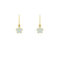 Goldene Kinderohrringe mit blauen Blumen Katey
