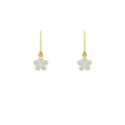 Goldene Kinderohrringe mit blauen Blumen Katey
