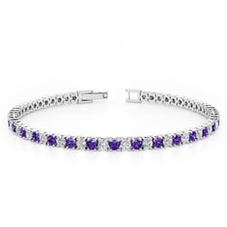 Elegantes silbernes Armband mit Amethysten und Zirkonia Layla