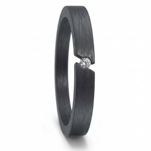 Flache Eheringe aus Carbon mit Diamant Jammu