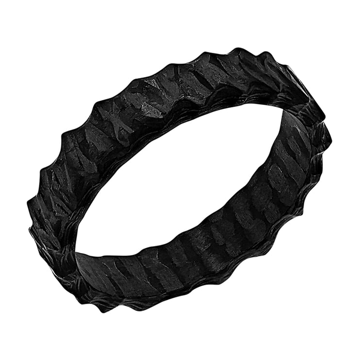 Trauringe aus Carbon mit unebener Oberfläche und Diamant Soren 140339