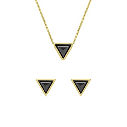 Schmuckset aus Gold mit schwarzen Diamanten Weste