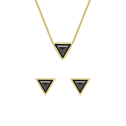 Schmuckset aus Gold mit schwarzen Diamanten Weste