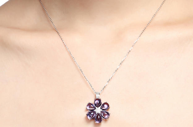 Amethyst Blume als Anhänger Flavia 5290