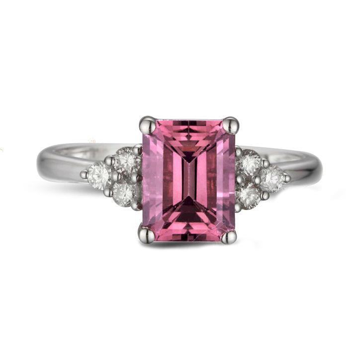 Weißgold Ring mit Turmalin und Diamanten 2416